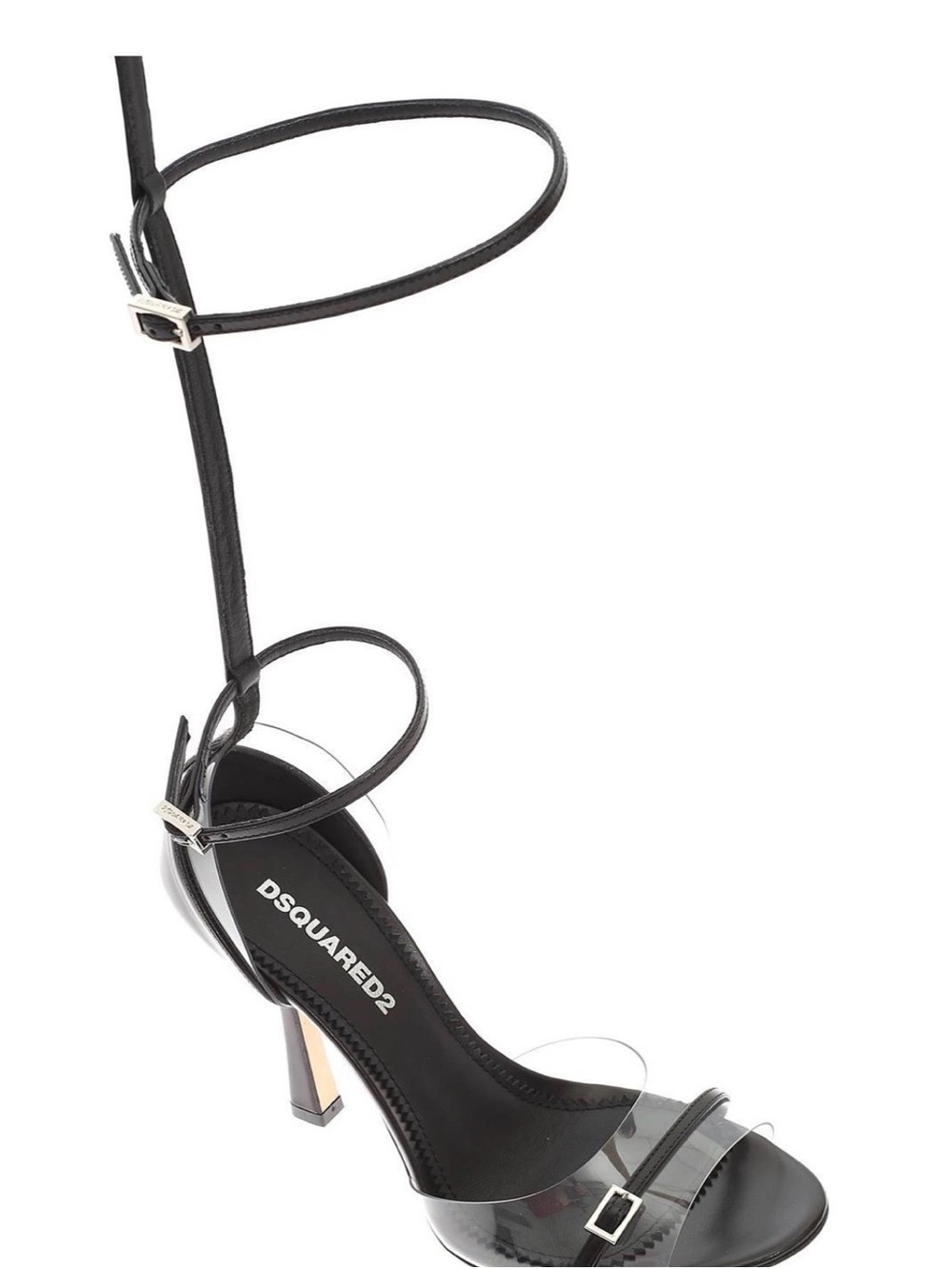 DSQUARED2 Black Clear-Panel Ankle-Tie Heels